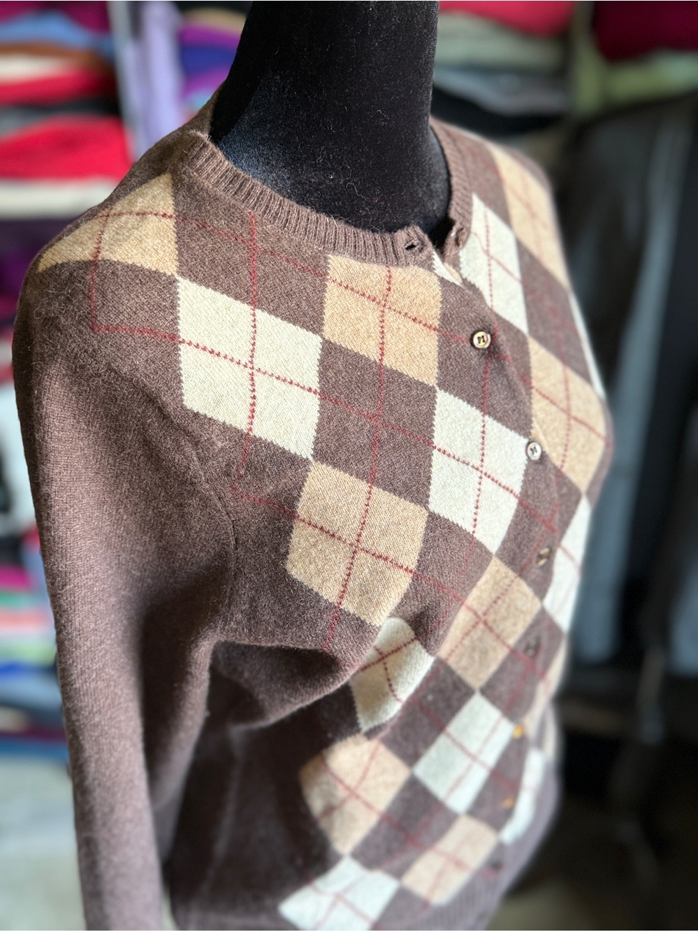 Marina Luna Brown Cashmere  Cardigan Sweater